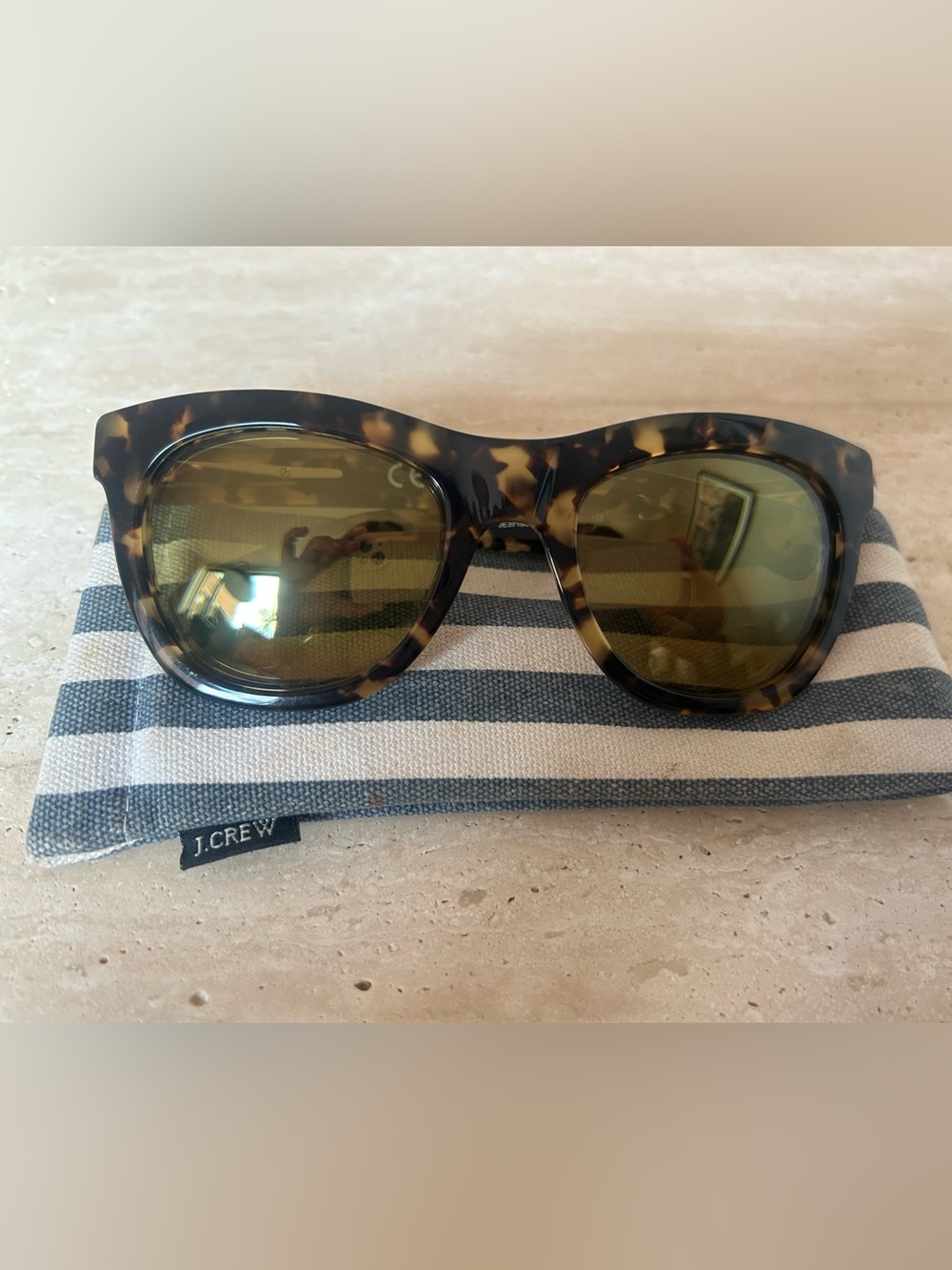 J. Crew Tortoiseshell Frame Sunglasses with Green Lenses